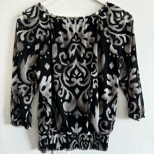 INC International Concepts Petite Black and White Neckline Top - Size M